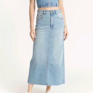 Oat New York Light Blue Denim Maxi Skirt